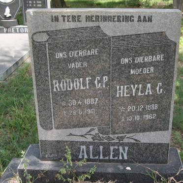 ALLEN Rodolf G.P. 1887-1961 &amp; Heyla C. 1888-1962