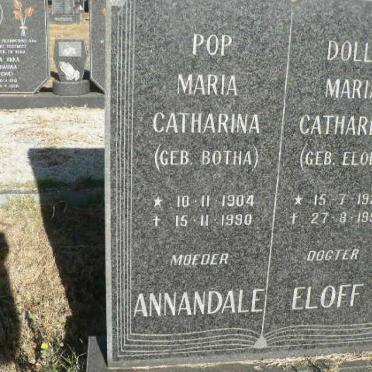 ANNADALE Maria Catharina geb BOTHA 1904-1990 :: ELOFF Maria Catharina geb ELOFF 1924-1990