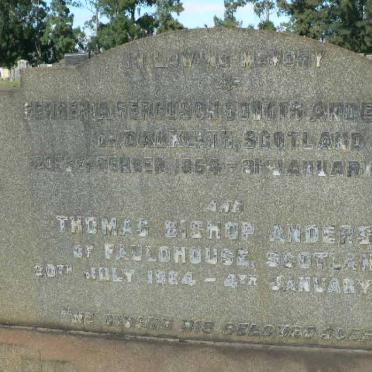 ANDERSON Thomas Bishop 1864-1945 &amp; Fergenia Ferguson Coutts 1864-1936