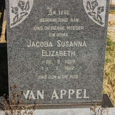 APPEL Jacoba Susanna Elizabeth, van 1899-1982