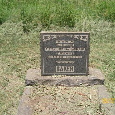 BAKER Aletta Johanna Catharina nee HENRICO 1883-1915