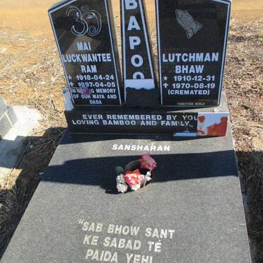 BAPOO Lutchman Bhaw 1910-1970 &amp; Mai Luckwantee Ram 1918-1997