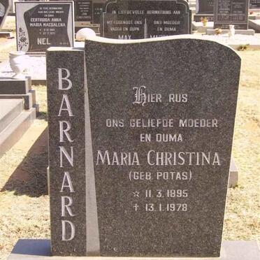 BARNARD Maria Christina nee POTAS 1895-1978