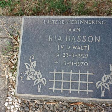 BASSON Ria nee V.D. WALT 1929-1970