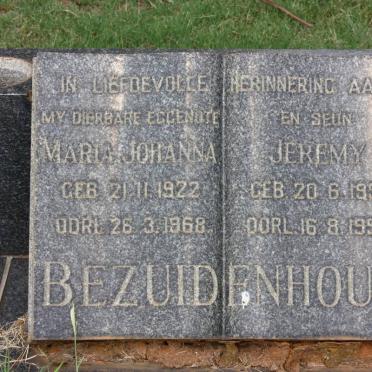BEZUIDENHOUT Maria Johanna 1922-1968 :: BEZUIDENHOUT Jeremy 1951-1958