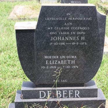 BEER Johannes H., de 1916-1973 &amp; Elizabeth 1918-1974
