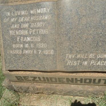 BEZUIDENHOUT Hendrik Petrus Francois 1920-1950