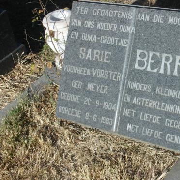 BERRY Sarie voorheen VORSTER nee MEYER 1904-1983