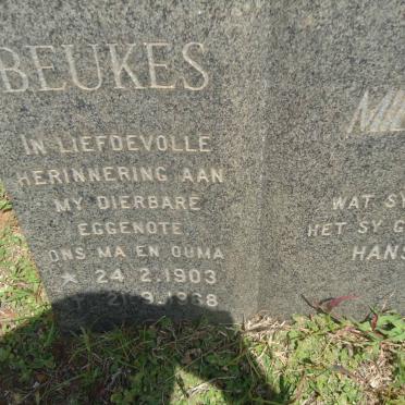 BEUKES Mienie 1903-1968