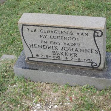 BEKKER Hendrik Johannes 1895-1975