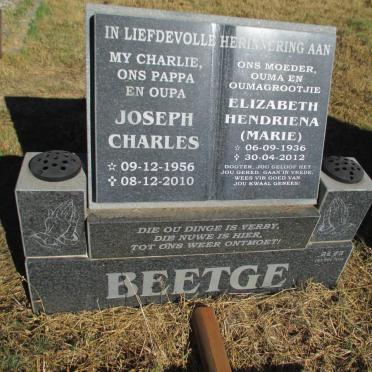 BEETGE Joseph Charles 1956-2010 &amp; Elizabeth Hendriena 1936-2012