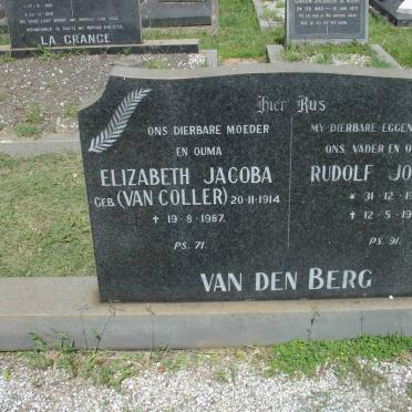 BERG Rudolf Johannes, van den 1905-1977 &amp; Elizabeth Jacoba VAN COLLER 1914-1987