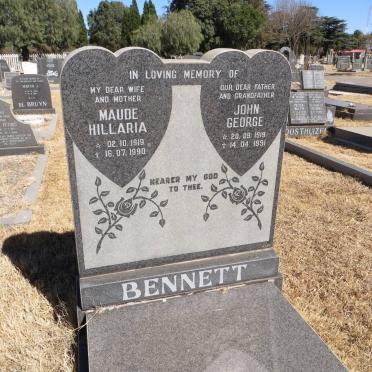 BENNETT John George 1919-1991 &amp; Maude Hillaria 1919-1990