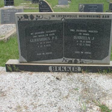 BEKKER Gerhardus P.E. 1903-1971 &amp; Isabella J. 1896-1982