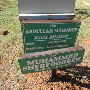 BHADUR Abdullah Mahomed Salie 1937-2010 :: SHERFOODEEN  Muhammed -2010
