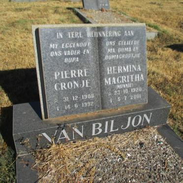 BILJON Pierre Cronje, van 1908-1992 &amp; Hermina Magritha MINNIE 1920-2001