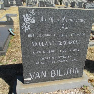 BILJON Nicolaas Gerhardus, van 1930-1986