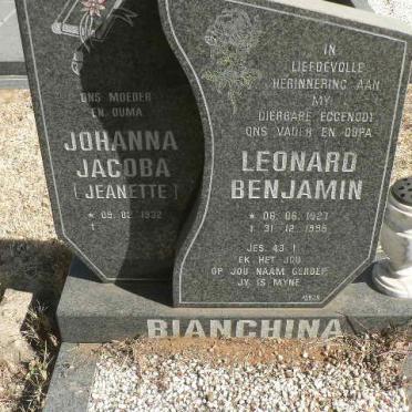 BIANCHINA Leonard Benjamin 1927-1996 &amp; Johanna Jacoba 1932-