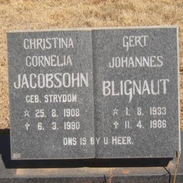 BLIGNAUT Gert Johannes 1933-1986 :: JACOBSOHN Christina Cornelia nee STRYDOM 1908-1990