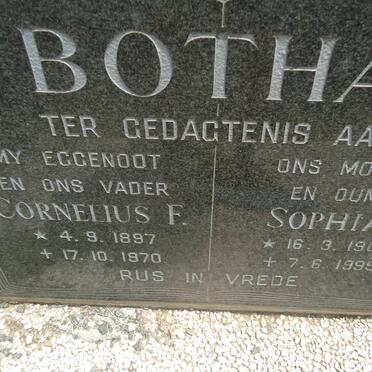 BOTHA Cornelius F. 1897-1970 &amp; Sophia E. 1906-1995
