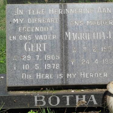 BOTHA Gert 1905-1978 &amp; Magrietha J.S. 1908-1989