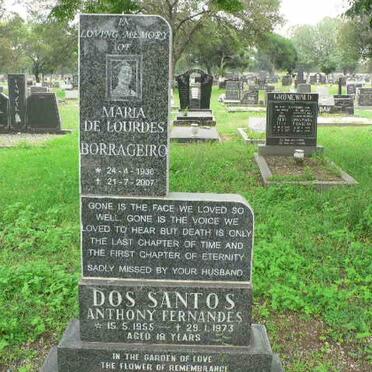 BORRAGEIRO Maria De Lourdes 1936-2007 :: DOS SANTOS Anthony Fernandes 1955-1973