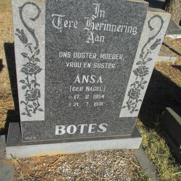 BOTES Ansa nee NAGEL 1954-1981