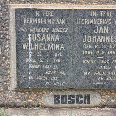 BOSCH Jan Johannes 1871-1954 &amp; Susanna Wilhelmina 1881-1961