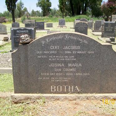 BOTHA Gert Jacobus 1883-1948 &amp; Josina Maria GOUWS 1892-1965