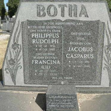BOTHA Philippus Rudolph 1936-1985 &amp; Francina 1927-2000 :: Jacobus Casparus 1961-1999