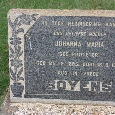 BOYENS Johanna Maria nee POTGIETER 1895-1958