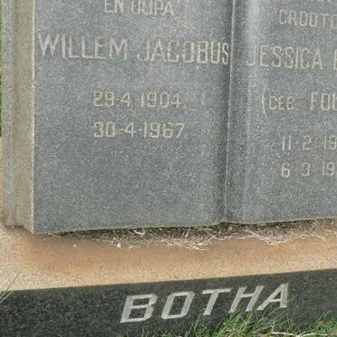 BOTHA Willem Jacobus 1904-1967 &amp; Jessica Bingle FOULDS 1908-1985