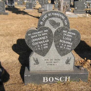 BOSCH Johannes Coenraad 1939-1995 &amp; Lucia Susanna 1939-2009