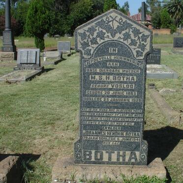 BOTHA Johannes Hendrik -1941 &amp; M.S.H. VOSLOO 1885-1926