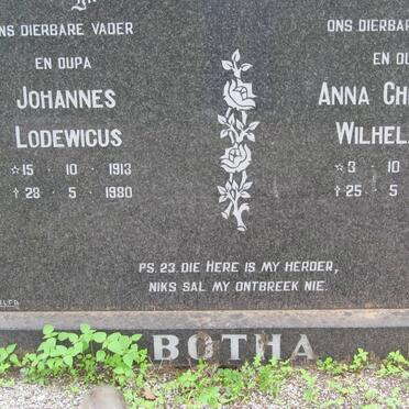 BOTHA Johannes Lodewicus 1913-1980 &amp; Anna Christina Wilhelmina 1917-1980