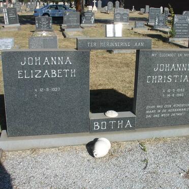 BOTHA Johannes Christiaan 1943-1983 &amp; Johanna Elizabeth 1937-