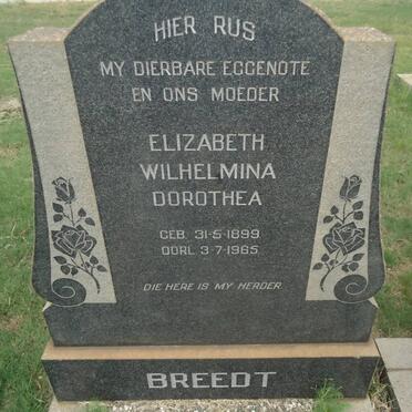 BREEDT Elizabeth Wilhelmina Dorothea 1899-1965