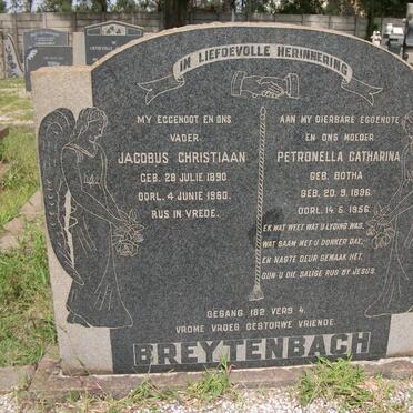 BREYTENBACH Jacobus Christiaan 1890-1960 &amp; Petronella Catharina BOTHA 1896-1956