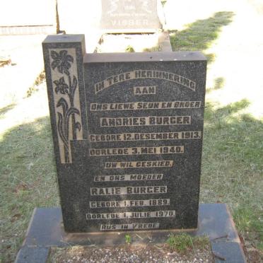 BURGER Andries 1913-1940 :: BURGER Ralie 1889-1970