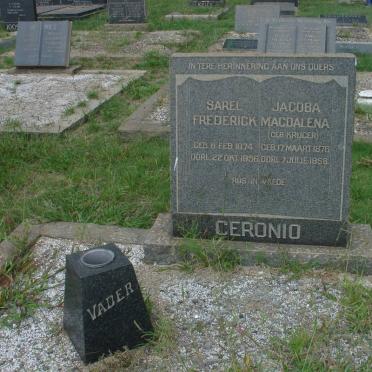 CERONIO Sarel Frederick 1874-1956 &amp; Jacoba Magdalena KRUGER 1876-1958