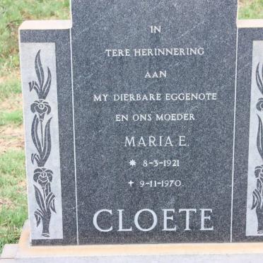 CLOETE Maria E. 1921-1970