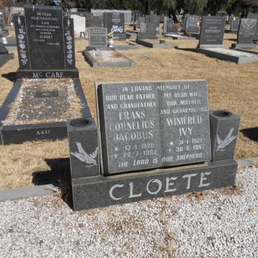 CLOETE Frans Cornelius Jacobus 1920-1992 &amp; Winifred Ivy 1921-1987