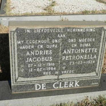 CLERK Andries Jacobus, de 1918-1984 &amp; Antoinette Petronella 1924-