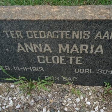 CLOETE Anna Maria 1913-1959