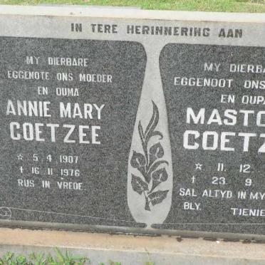 COETZEE Mastorp 1907-1987 &amp; Annie Mary 1907-1976