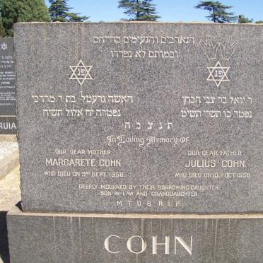 COHN Julius -1958 &amp; Margarete -1958