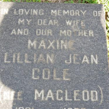 COLE Lillian Jean nee MACLEOD 1921-1985