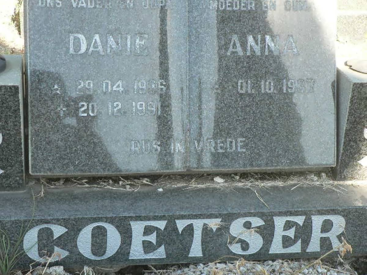 COETSER Danie 1936-1991 &amp; Anna 1937-