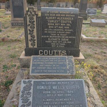 COUTTS Albert Alexander 1911-1936 :: COUTTS Elizabeth Susan -1958 :: COUTTS Cathrina Elizabeth -1956 :: COUTTS Ronald Wells 1926-1996