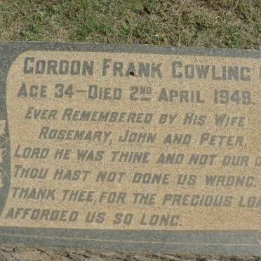 COWLING Gordon Frank -1949
